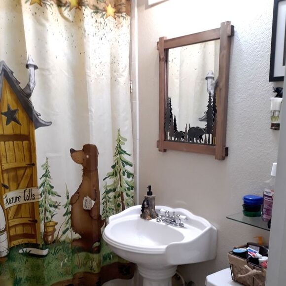 26 Inch Black Bears Wood And Metal Wall Mirror Decorative Forest Bathroom Decor - Picture 4 of 4